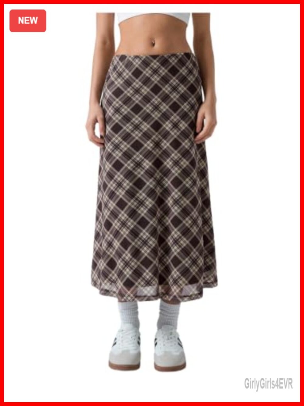 Women's Plaid Mesh High Rise Y2K A Line Maxi Skirt